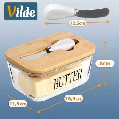 MASELNICZKA SZKLANA Z NOŻYKIEM I BAMBUSOWĄ POKRYWĄ 139475