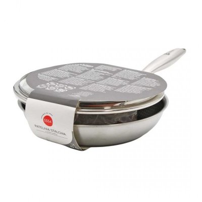 PATELNIA STALOWA Z POKRYWKĄ 28cm POWŁOKA PLASTER MIODU 5556