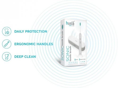 SZCZOTECZKA SONICZNA DO ZĘBÓW WYBIELAJĄCA HUSLA MEDIC 3 KOŃCÓWKI + ETUI