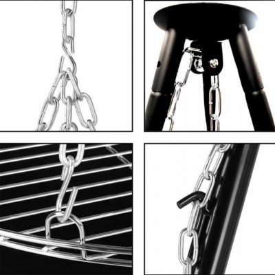 TRÓJNÓG STALOWY 15Ocm Z RUSZTEM 50cm GRILL DO PALENISK OGRODOWYCH