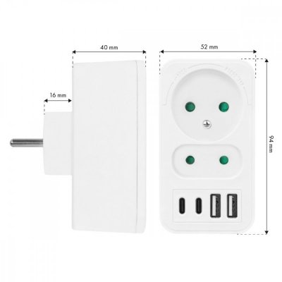 Rozdzielacz na 2 gniazda MCE249 F/W  2x USB-A 2x USB-C