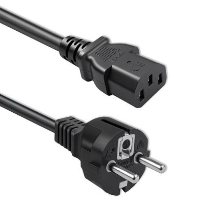 Kabel zasilający SCHUKO CEE 7/7 (E/F) | IEC C13 | 3x0.75mm2 | Czysta miedź Cu | 1.5m