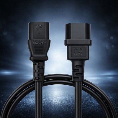 Kabel zasilający IEC C13 | C14 | 3x0.75mm2 | Czysta miedź Cu | 2m