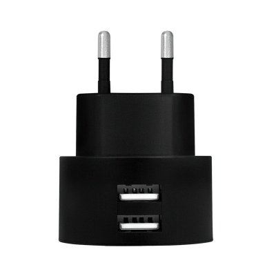 Ładowarka sieciowa  2x USB-A, 10.5W, czarna
