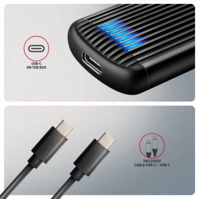 EEM2-SC Obudowa zewnętrzna aluminiowa bezśrubowa USB-C 3.2 Gen 2 10Gbps - M.2 NVMe SSD, długość 30 do 80 mm szary