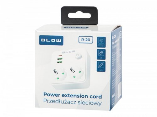 Rozgałęźnik R-20 PR 2-GNIAZDA + 2USB + USB-C biały