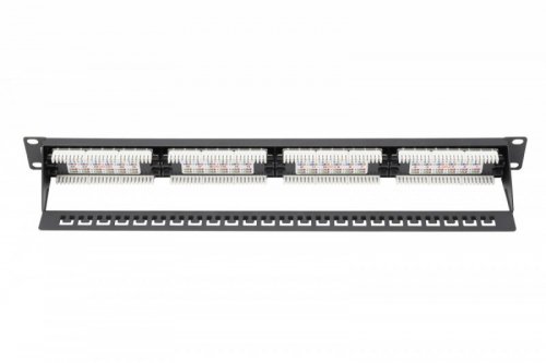 Digitus Patch panel 19&quot; 24 porty, kat.5e, U/UTP, 1U, wspornik kablowy, czarny (kompletny)