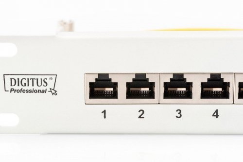 Digitus Patch panel 19&quot; 24 porty, kat.6, S/FTP, 1U, wspornik kablowy, szary (kompletny)