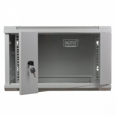 Digitus Szafa wisząca jednosekcyjna 19&quot; 6U 368/600/450mm, drzwi szklane, szara (RAL 7035)