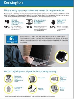 Kensington Filtr prywatyzujący, 2-stronny, zdejmowany, do monitora, 24 cale, 16:10
