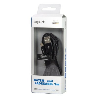 Kabel USB 2.0 A męski do Micro-B męski, dł. 2m szary