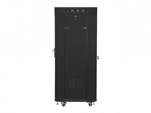 Lanberg Szafa instalacyjna rack stojąca 19 27U 600x600 czarna, drzwi szklane LCD (Flat pack)
