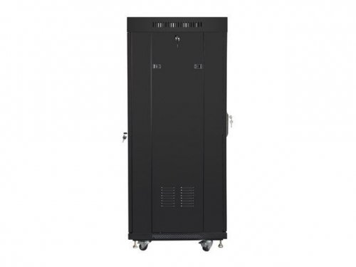 Lanberg Szafa instalacyjna rack stojąca 19 27U 600x600 czarna, drzwi szklane LCD (Flat pack)