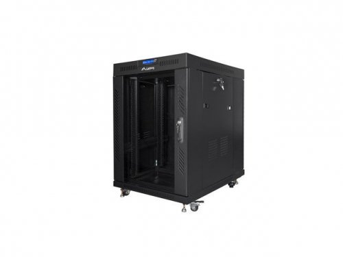 Lanberg Szafa instalacyjna RACK stojąca 19 15U 800X1000 czarna drzwi szklane LCD  (FLAT PACK)