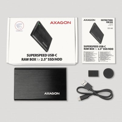 AXAGON EE25-A6C Bezśrubowa aluminiowa obudowa zewnętrzna USB-C 3.2 Gen 1 - SATA 6G dla 2.5&quot; SSD/HDD