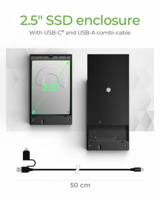 IcyBox Obudowa IB-200T-C3 2,5  SATA USB 3.2 Gen.1