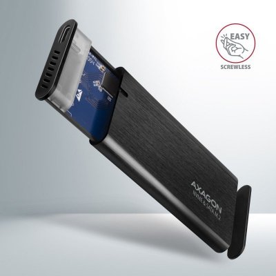 AXAGON EEM2-SB2 Obudowa zewnętrzna aluminiowa bezśrubowa USB-C 3.2 Gen 2 - M.2 NVMe / SATA SSD 30-80mm ALU pudełko czarne + USB-