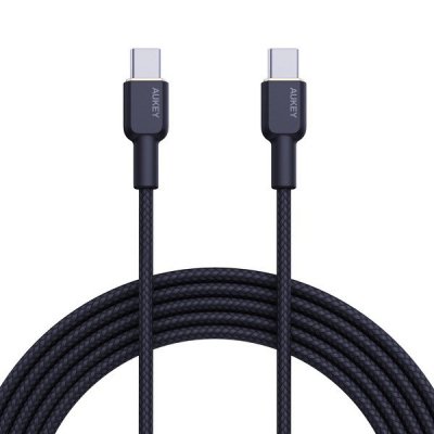 AUKEY CB-NCC2 kabel USB-C - USB-C 1.8m 60W PD 3A 20V nylonowy oplot czarny