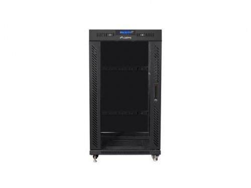 Lanberg Szafa stojąca 19 cali 22U 600x800 drzwi szklane LCD (flat pack) v2 czarna