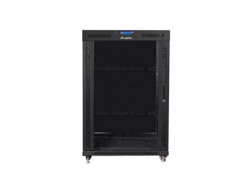 Lanberg Szafa stojąca 19 cali 22U 800x1000 drzwi szklane LCD (flat pack) V2 czarna