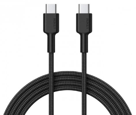 AUKEY CB-CD45 kabel USB-C - USB-C 0,9m 60W PD 3A 20V nylonowy oplot czarny