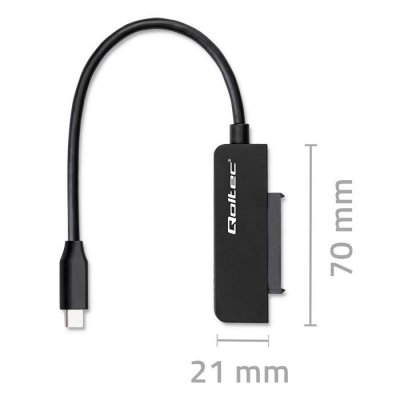 Qoltec Adapter SATA | Przejściówka na dysk SSD HDD 2.5&quot; | USB-C | Super speed 5Gb/s | 2TB