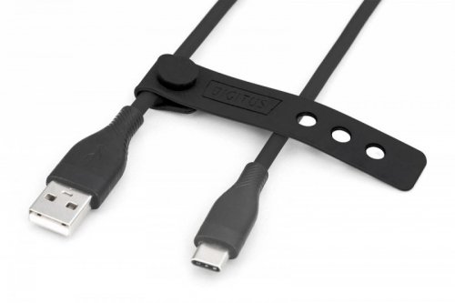 Digitus Kabel połączeniowy silikonowy USB-A - USB-C, USB 2.0 60W, 2m Czarny