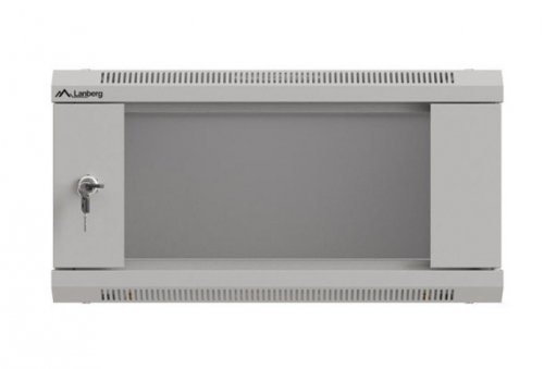 Lanberg Szafa instalacyjna rack wisząca 19" 4U 540x350 szara drzwi przeszklone (flat pack)