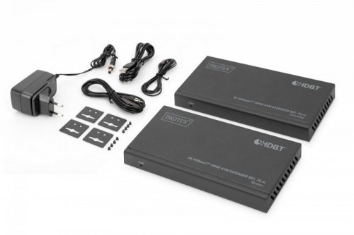 Digitus Przedłużacz/Extender KVM HDMI+USB HDBaseT 70m 4K30Hz HDCP 2.2 PoC (Power over Cable) audio IR zestaw