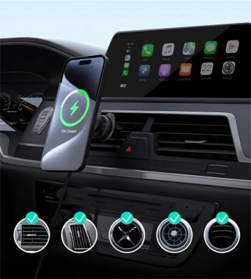 AUKEY HD-MC13 Qi2 15W 3A ładowarka samochodowa bezprzewodowa + kabel USB-C