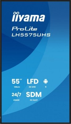 IIYAMA Monitor 55 cali LH5575UHS-B2AG,24/7,IPS,ANDROID.11,4K,  WiFi,         iiSignage2, FailOver, EShare, 24/7, full daisy chai