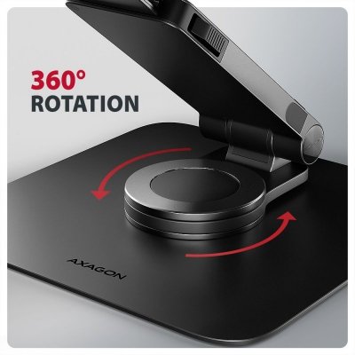 STND-LRB Podstawa do laptopów aluminiowa 10-17,3 cala regulowana wysokość, obrotowa o 360 stopni, Czarna