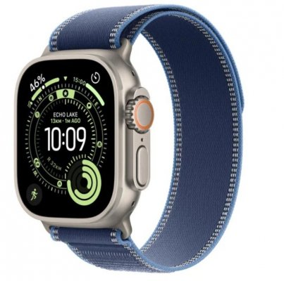 Apple Watch Ultra 3 GPS + Cellular, koperta 49 mm z tytanu w kolorze naturalnym, opaska Trail w kolorze niebieskim/jaskrawoniebi