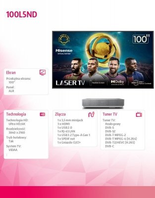 Hisense Telewizor Laser TV 100 cali 100L5ND