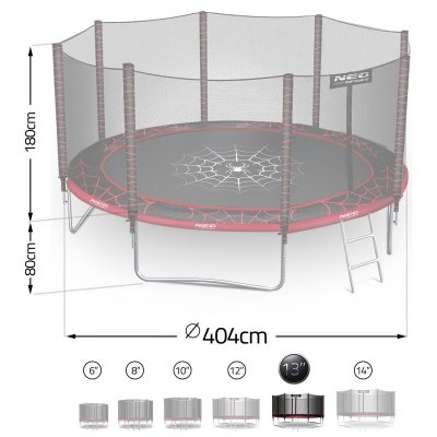 Trampolina ogrodowa 13ft/404cm z siatką zewnętrzną i drabinką Neo-Sport