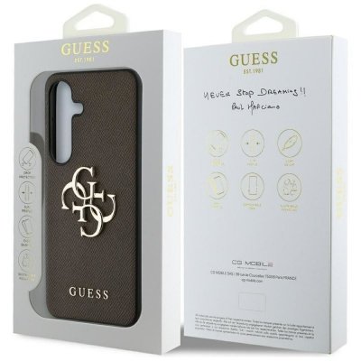 GUESS futerał do SAMSUNG S25 GUHCS25SPGT4MBW (PU Grained Big 4G and Classic Logo) brązowy
