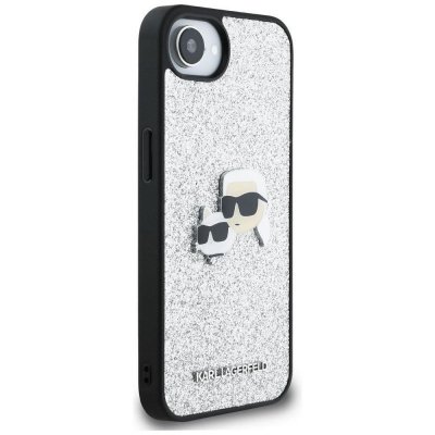 KARL LAGERFELD futerał do IPHONE 16e (SE 4 2025) KLHCPSE4PFGKCPS (Fixed Glitter W/ Ikonik Metal Pin) srebrny