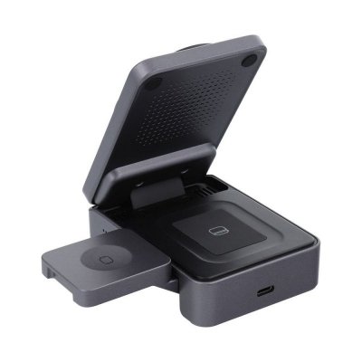 Ładowarka indukcyjna Forcell F-Energy 3w1 Flex Pro Qi2 zgodna z MagSafe (F-05) srebrna