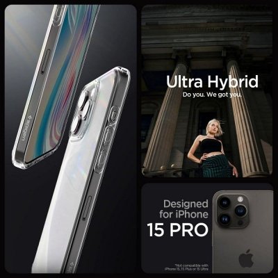 SPIGEN futerał ULTRA HYBRID do IPHONE 15 Pro frost clear