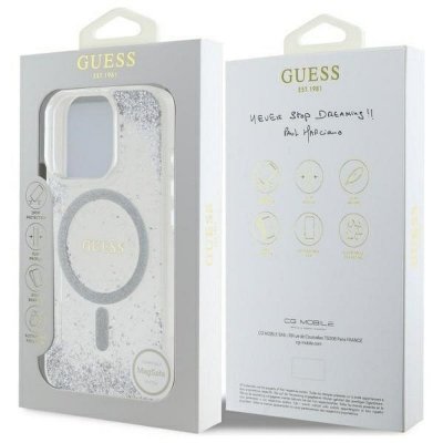 GUESS futerał do IPHONE 16 Pro kompatybilny z MagSafe GUHMP16LRGRGES (Resin Gradient Glitter) silver