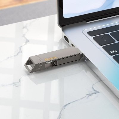Pendrive 128GB USB 3.2 (USB A + USB C) Hoco UD15 szary