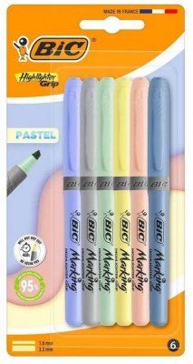 Zakreślacz Grip Pastel mix 6szt BIC