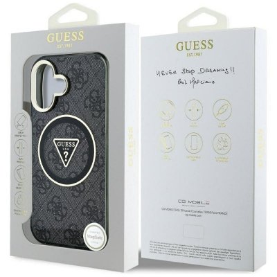 GUESS futerał do IPHONE 16 kompatybilny z MagSafe GUHMP16SHG4PRTGK (IML Metal Glitter 4G Circle Triangle) czarny