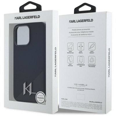 KARL LAGERFELD futerał do IPHONE 15 Pro Max kompatybilny z MagSafe KLHMP15XSCMKMPCK (Silicone Initial Metal Logo) czarny