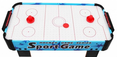 Cymbergaj dla dzieci Air Hockey Niebieski + Stół z płyty MDF + Dmuchawy powietrzne + Grzybki Krążki