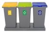 Kosz FLAP BIN 75L szary / pokrywa zielona / szkło 