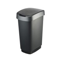 Kosz na śmieci TWIST 50L czarno/srebrny