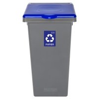 Kosz FLAP BIN 75L szary / pokrywa niebieska / papier 