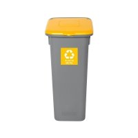 Kosz FLAP BIN 20L szary / pokrywa żółta / plastik metal