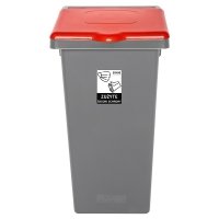 Kosz FLAP BIN 75L szary / pokrywa czerwona / zużyte środki ochrony 
